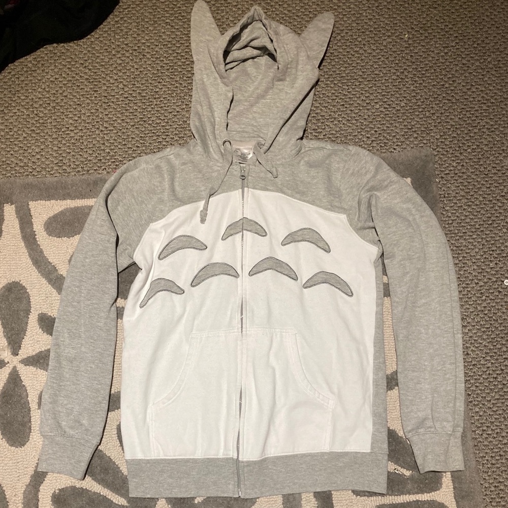 Totoro zip up hoodie with ears